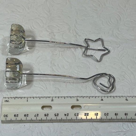 TWO(2) Wired Stands: Hearts/Star Photo Holder Desk Display Postcard Glass Stand - Picture 5 of 6